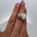 Natural Moonstone & Amethyst Statement Ring | 925 Sterling Silver | Size 6