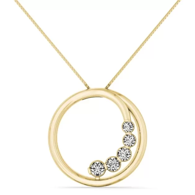 18k Gold and Diamond Circle Pendant
