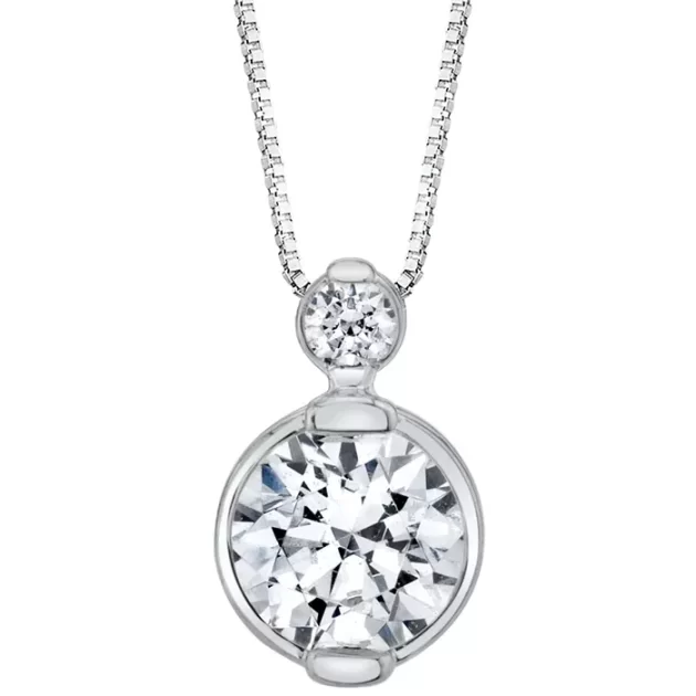 Diamond Double Bezel 18" Pendant Necklace (1/4 ct. t.w.) In 14K White Gold or 14K Yellow Gold