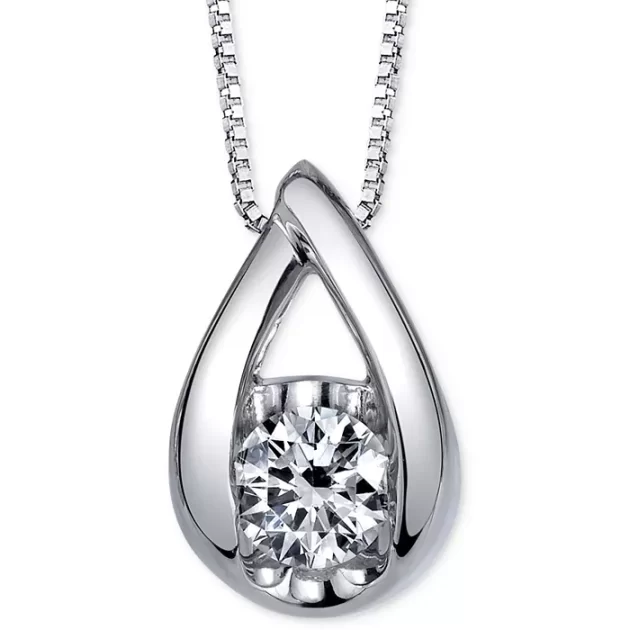 Diamond Teardrop Pendant Necklace (1/5 ct. t.w.) in 14k White Gold