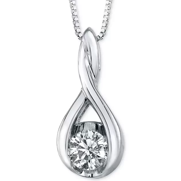 Diamond Twist Pendant Necklace in 14k White Gold (1/5 ct. t.w.)