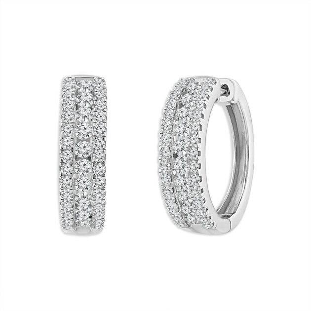 Diamond Hoops Earrings 1 ct tw 14k White Gold