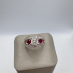 14K White Gold Custom Ruby & Diamond Ring | 1.40 CT Princess-Cut Diamond | Size 6.5