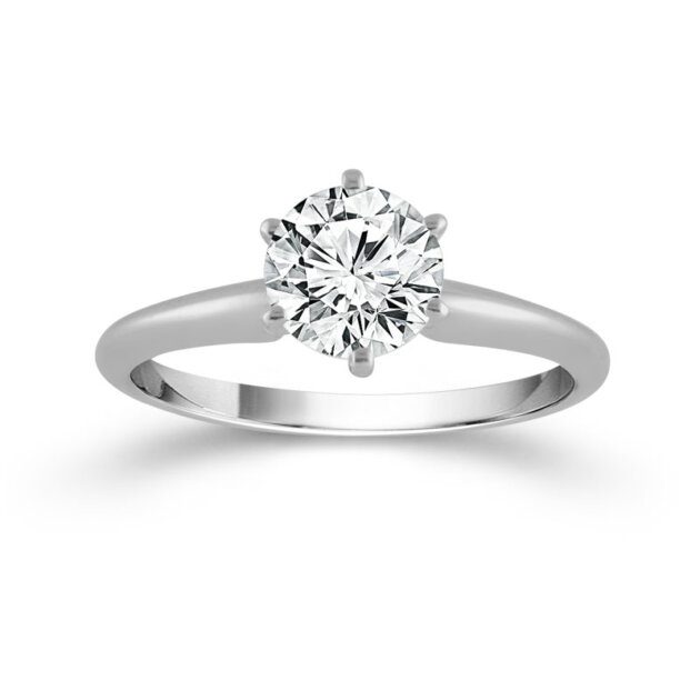 Diamond Solitaire Ring 1.55 ct 14k White Gold