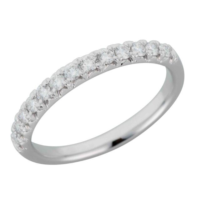 Straight Band 18 KT Gold Features 13 Diamonds 0.38 CT