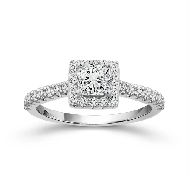 Diamond Engagement Princess Ring 1 ct tw 14k White Gold