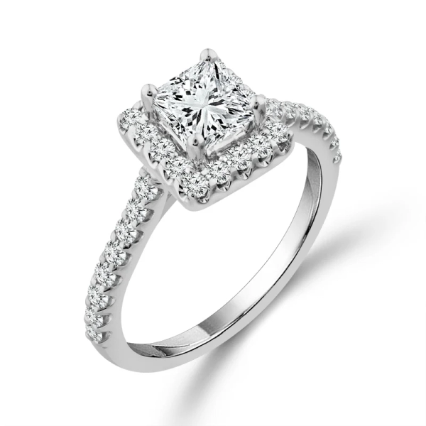 Diamond Engagement Princess Ring 1 ct tw 14k White Gold - Image 2