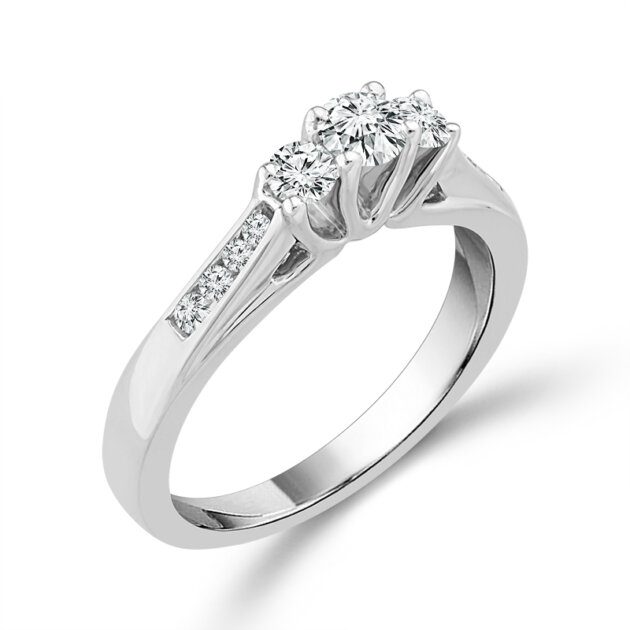Diamond 3-Stone Ring 0.5 ct tw 14k White Gold
