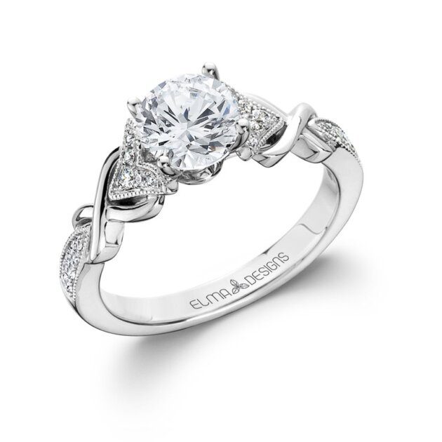 Diamond Engagement Ring 18KT Gold Dia 0.14 CT, Center 1.0CT CZ