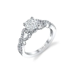 Diamond Engagement Split Crossed Shank Ring 18KT Gold Dia 0.31 CT, Center 1.0CT CZ
