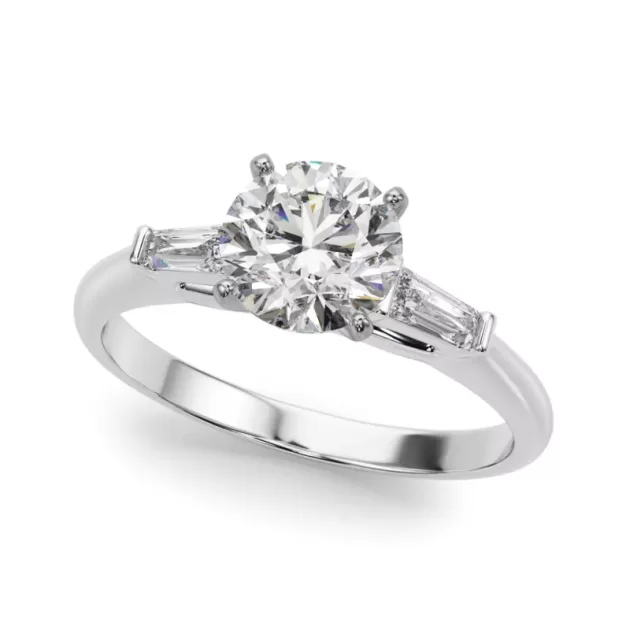 Baguette Engagement Diamond Ring 1.5 ct tw 14k White Gold
