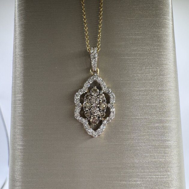 14k Yellow Gold Truffle & White Diamond Pendant | Dia 0.50ct 18"