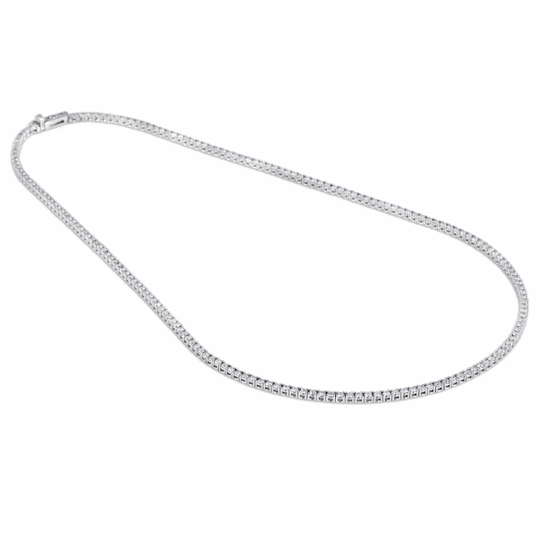 5.48 CT. Diamond Tennis Necklace in 14K White Gold 18" - Image 2