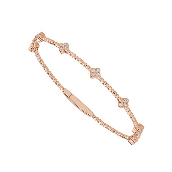 Diamond Clover Bangle 3/8CT tw 14k Gold - Image 2
