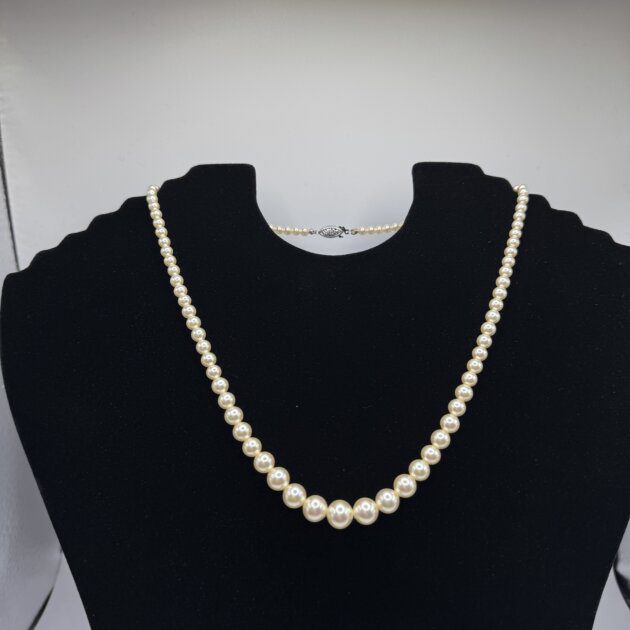 14KT White Gold Pearl Strand 8-3.5mm Necklace | 17in