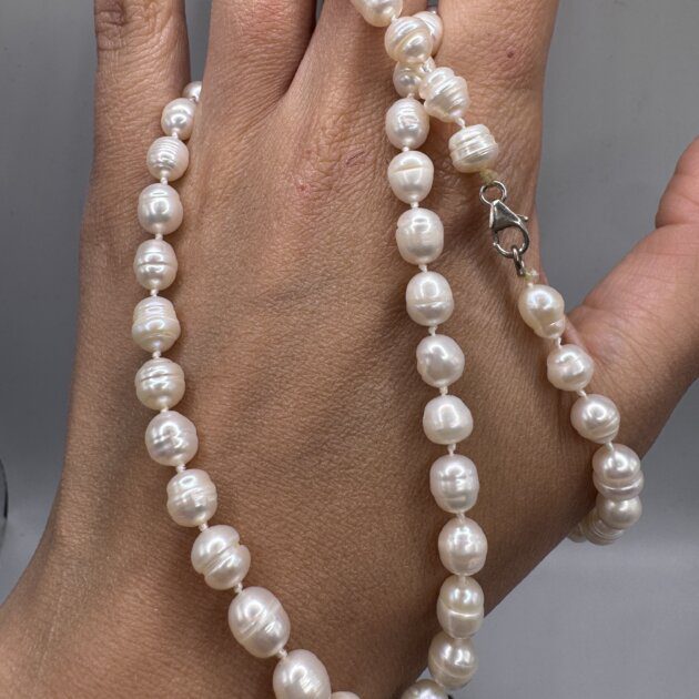 S. Silver Fresh Water Pearl Strand Necklace 6mm | 20in