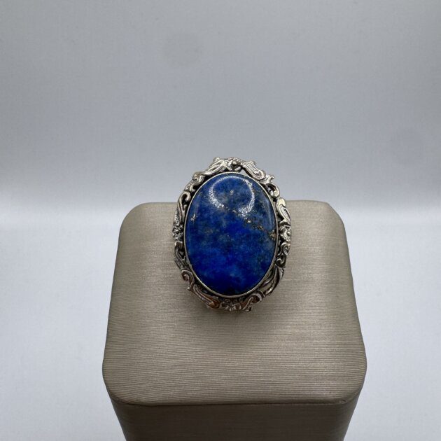Sterling Silver 925 Lapis Lazuli Oval Ring