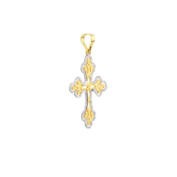 Cross Pendant Filigree 14k Two-Tone Gold - Image 2
