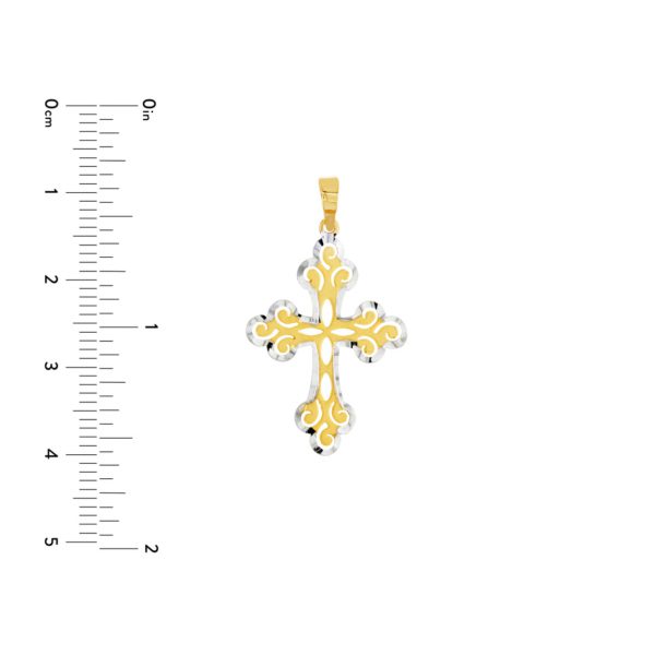Cross Pendant Filigree 14k Two-Tone Gold