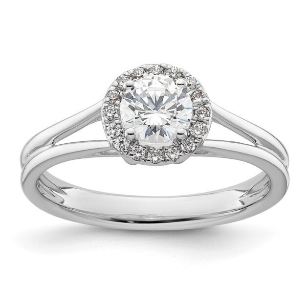 14k White Gold Diamond 1/2ct central Halo Engagement Ring