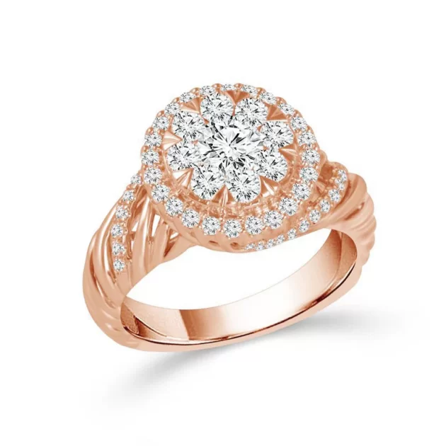 Diamond Pave Swirl Engagement Ring 1.25 ct tw