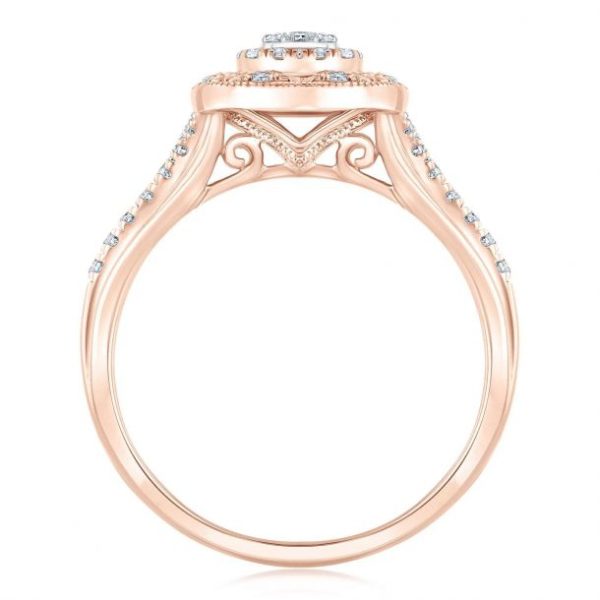 Vintage Inspired Round Diamond Cluster Rose Gold Ring 1/3ctw