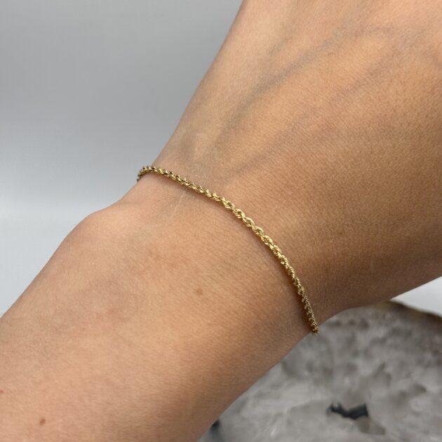 14k Yellow Gold Rope Bracelet, 7in 2.03GM