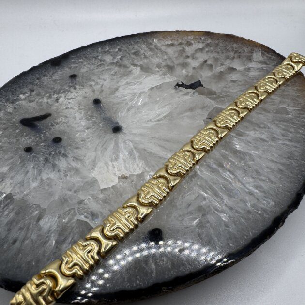 14KT Yellow Gold Stampato Link Design Bracelet 7mm 7.5" 19.12GM