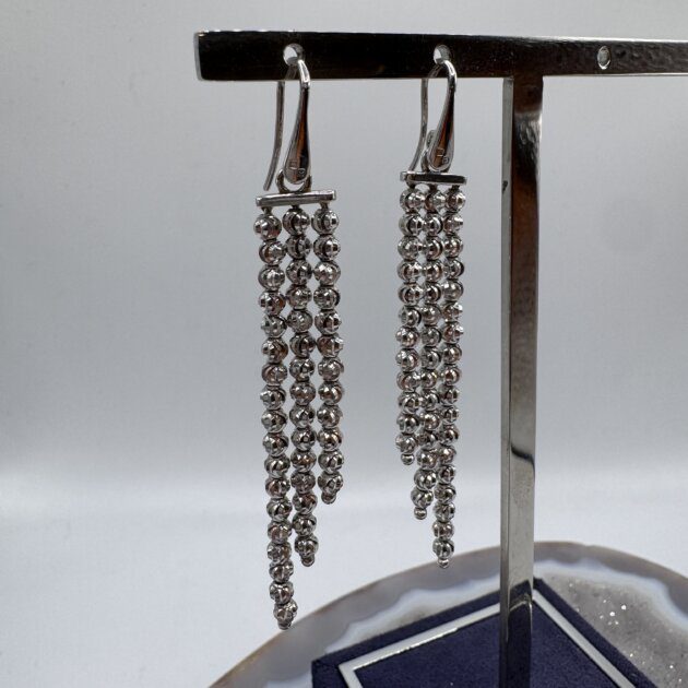 Sterling silver 925 Drop Diamond Cut Dangling Earrings