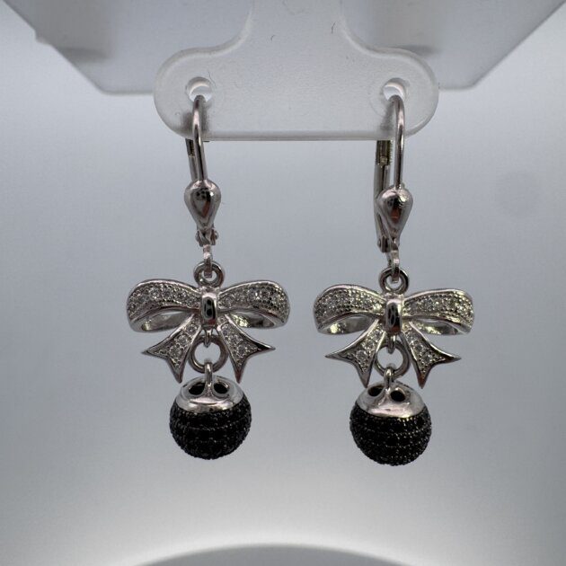 Sterling silver 925 Drop Bow CZ Earrings