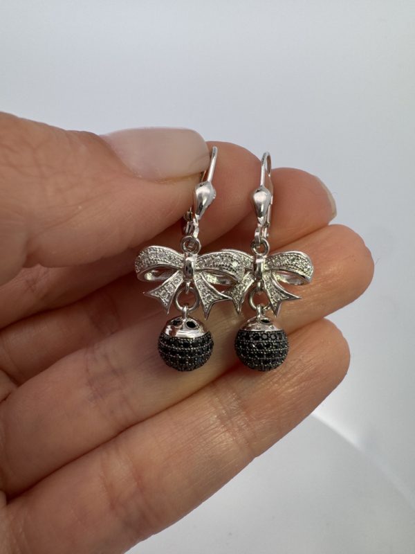 Sterling silver 925 Drop Bow CZ Earrings