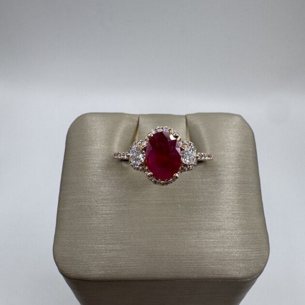 14kt White Gold Oval Cut Ruby 1.4ct Diamond 0.50ctw Ring
