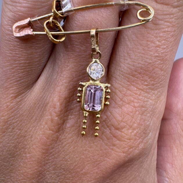 14K Yellow Gold October Boy/Girl Birthstone Charm Pendant