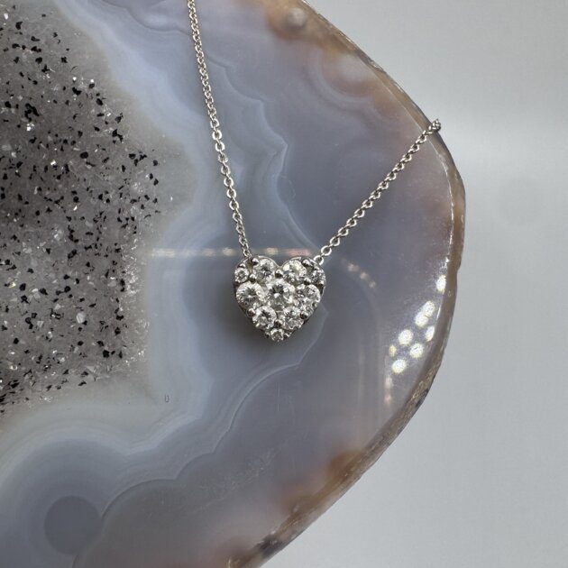 Diamond Heart Pendant in 14K White Gold