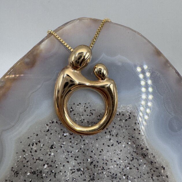 14K Yellow Gold Mother and Child Pendant