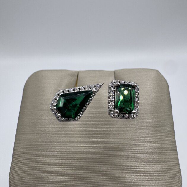 Sterling Silver White/Green CZ Open Ring