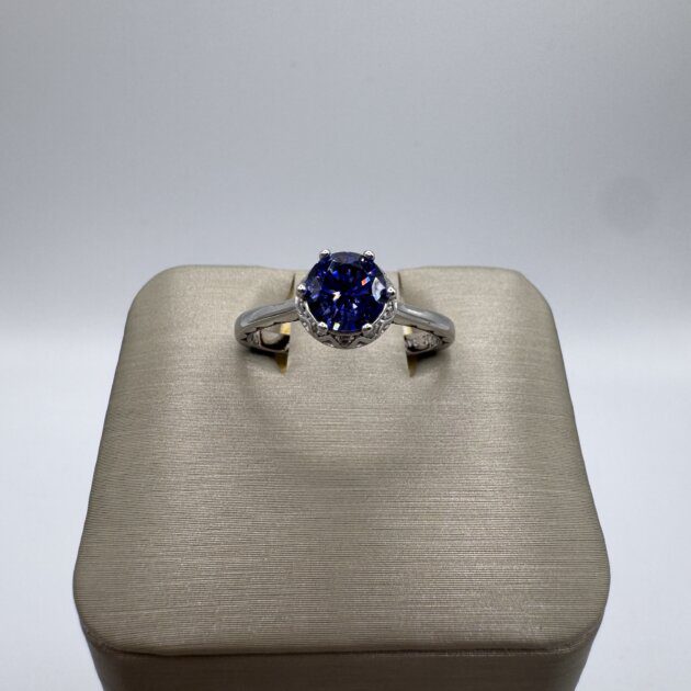 Sterling Silver Tanzanite & CZ Ring