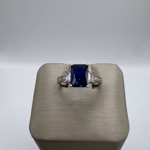 Sterling Silver Blue/White CZ Ring