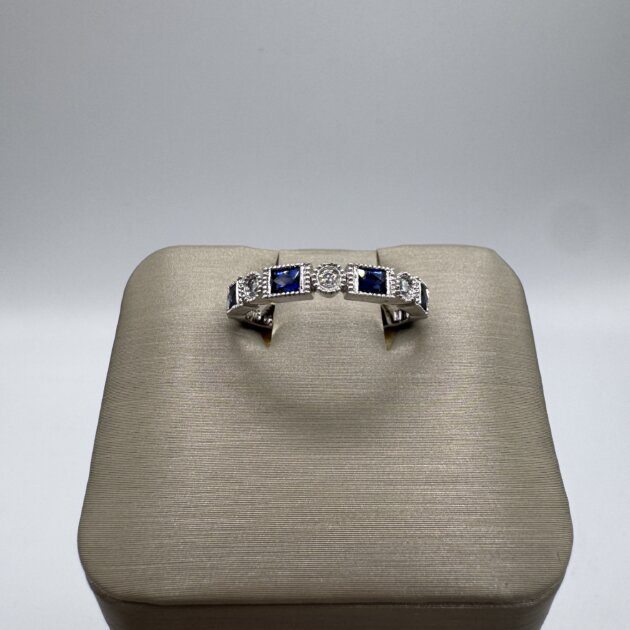 Sterling Silver Blue/White CZ Band Ring
