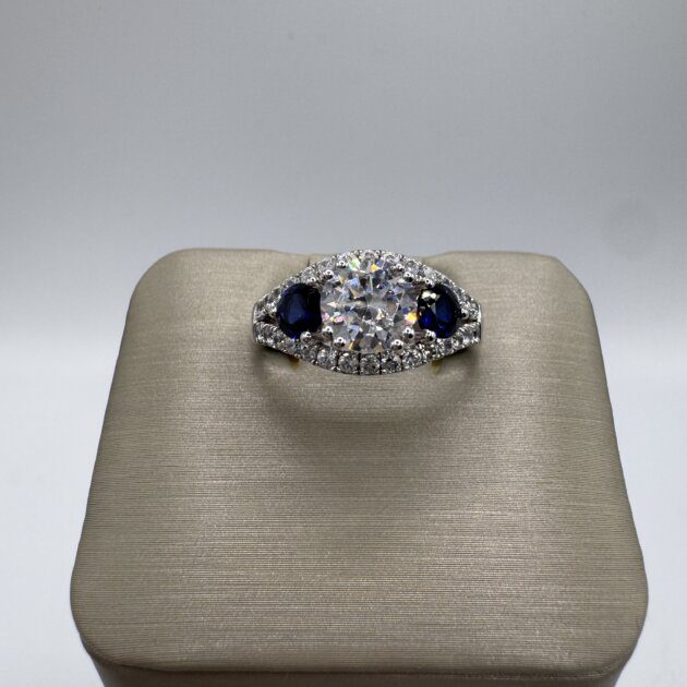 Sterling Silver Blue/White CZ Ring