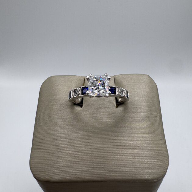 Sterling Silver Blue/White CZ Ring