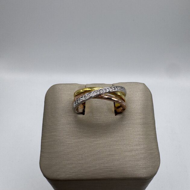 Sterling Silver CZ Tri tone Ring