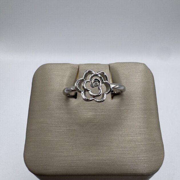 S. Silver CZ Flower Shape Diamond 0.01CT Ring