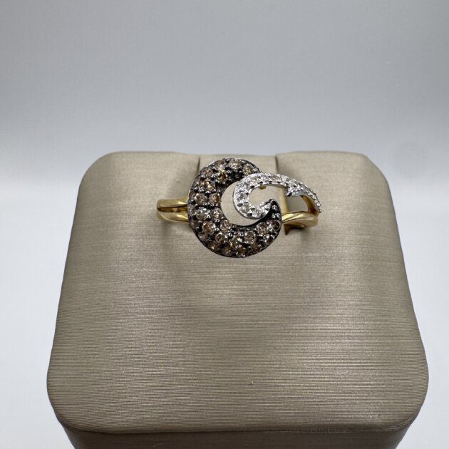 14K Yellow Gold Diamond 0.10 Wave Ring 7