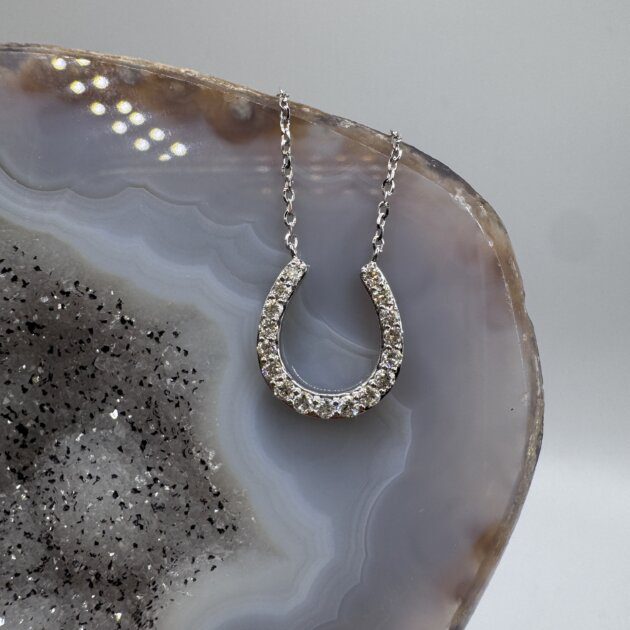 Diamond Horseshoe Necklace 0.23 ct tw 14K White Gold 18"