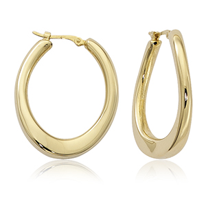 14K Yellow Gold Medium Offset U-Shape Hoop Earrings