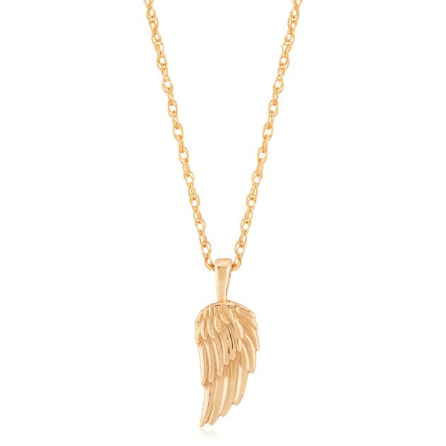 14K Yellow Gold Single Wing Necklace 18"