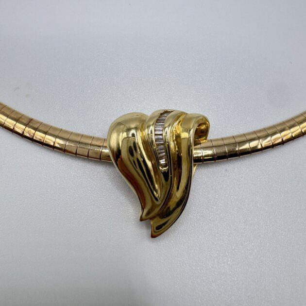 14KT Gold Omega Slide Drop Pendant with Diamonds 4.69gm