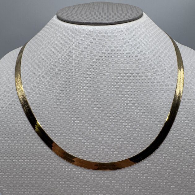 10k Yellow Gold Herringbone Necklace 4mm 7.84gm 18"
