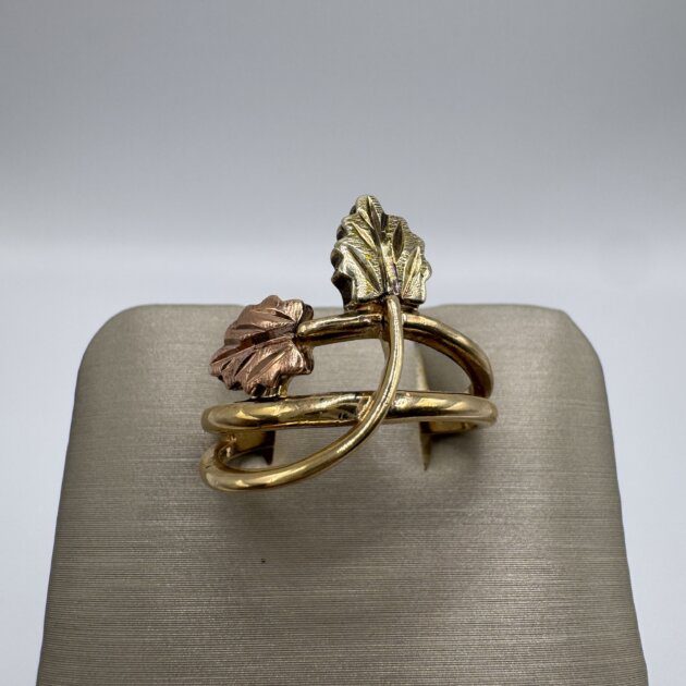 10k Yellow & Rose Gold Black Hills Leaves Ring 9